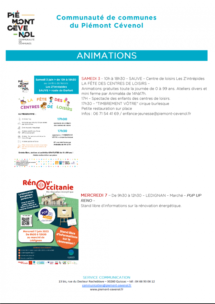 Programme Des Animations De Notre Territoire Pour Le Mois De Juin Ville De Sauve Ville